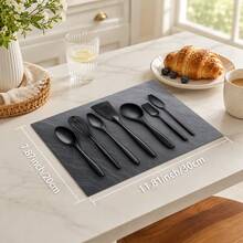 1pc Dark Gray Stone Pattern Table Mat, Modern Minimalist Flexible Material Rectangular Tabletop Protector, Faux Marble Texture Design, Stain-Resistant Scratch-Resistant Multi-Functional Mat, Suitable For Kitchen Stove, Countertop, Dining Table And Daily Home Use, All-Season - Multicolor - View 10