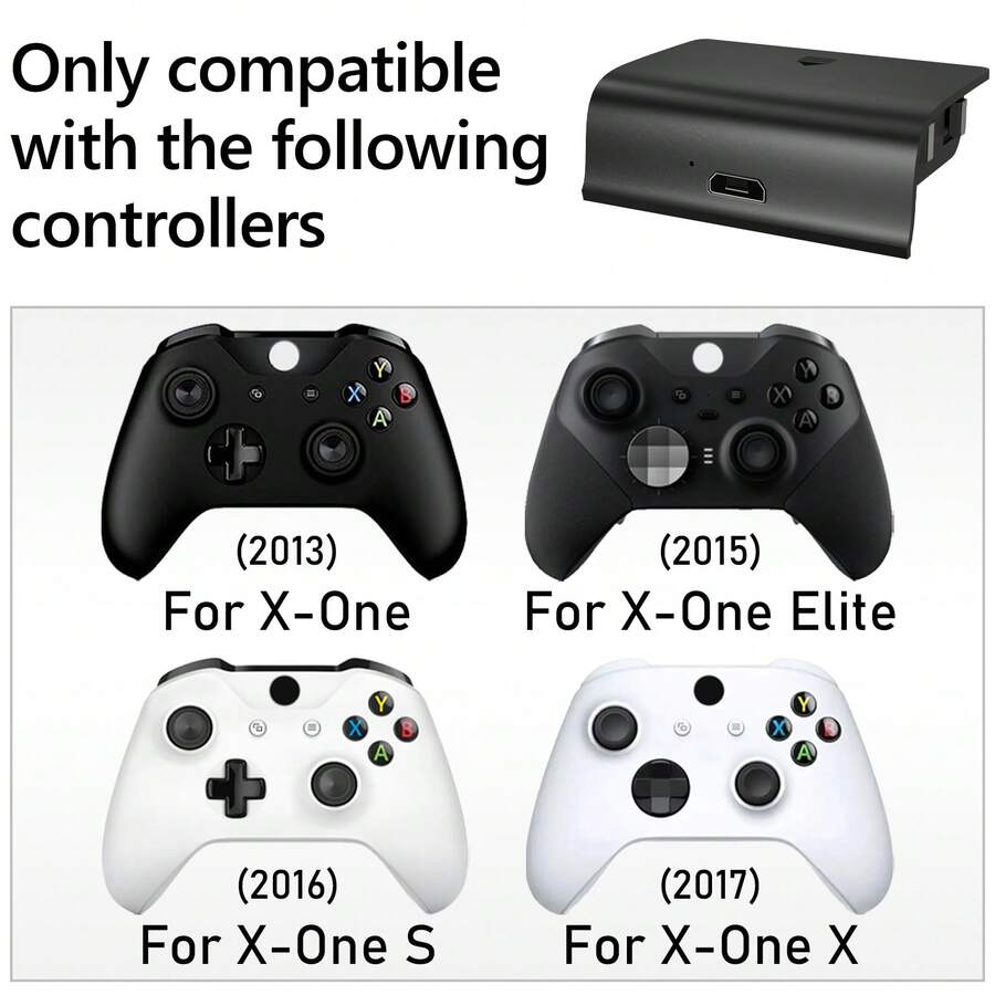 Xb Ox One/S/X/Elite Controller Battery Pack, 600mAh USB Rechargeable, 2-3 Hours Charging For 20-25 Hours Playtime, LED Indicator, ABS Black, Suitable For Gamers, Students And Frequent Travelers - View 1
