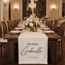 1 pieza Camino de mesa de boda personalizado, texto personalizable, adecuado para recepciones de boda elegantes y ocasiones especiales - Multicolor - Ver 7