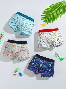 8pcs Boys Boxer Briefs, Traffic Car Dinosaur Pattern, Elastic Soft Boys Underwear - Multicolor - View 8