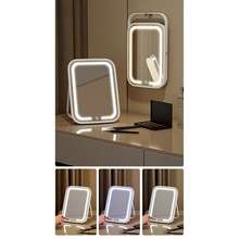 scbestuygo Foldable Makeup Mirror, 500mAh Rechargeable Battery, 3-Color Light Mode LED Vanity Mirror, Rotatable Hanging Mirror, Smart Touch Control, Portable Travel Mirror, Suitable For Bedroom, Bathroom, Dorm, Vanity - White - View 6