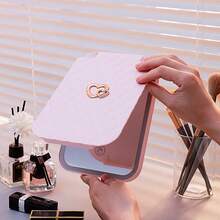 scbestuygo Portable LED Makeup Mirror, 300mAh Rechargeable Battery, 3 Lighting Modes, Touch Control And 3-Level Dimming, Compact Travel Mirror, Suitable For Bedroom, Bathroom, Dorm, Office, Vanity - White - View 8