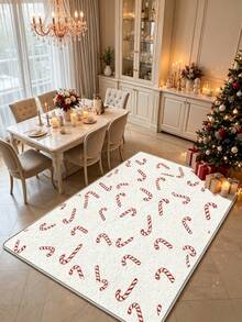 1pc Candy Cane Rug, Autumn/Winter Carpet, Decorative Rug, Bedroom Decor, Home Decor, Living Room Carpet, Outdoor Rug, Washable Carpet, Christmas Gift - Multicolor - View 3