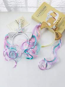 1pc Women's Cute Unicorn Hairband, Cartoon Pony Animal Hairpin, Party And Event Headwear Accessory - Multicolor - View 3