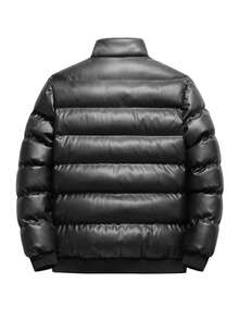 Men's Winter Long Sleeve Padded Coat, Suitable For Daily Commute, Vacation, Gift Giving - Black - View 5
