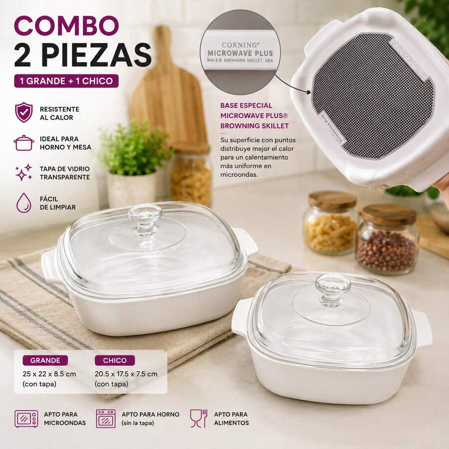 Corning® Microwave Plus® Square Glass Baking Dishes With Lids | 2-Piece Set - View 1