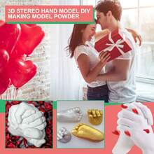 JUE FISH 3D Hand Mold DIY Casting Powder, Couple Handprint Handmade Craft, Anniversary Holiday Gift - A - View 3