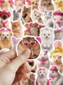 54pcs Pink Animals Meme Stickers For Adults Teens Sticker Enthusiasts Scrapbooking Journaling Laptops Skateboards More, Add A Fun Touch To Your Devices! - Pink Animals Meme - View 7