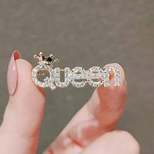 1pc Exquisite "Queen" Crown Brooch, Fashionable Personalized Lapel Pin, Multi-Functional Clothing And Bag Accessory, Fashion Accessory, Gift For Siblings, Fun Gift Product, Artistic Quality Women's Brooch, Enamel Pin, Metal Anime - 1PC - View 6