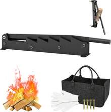 Manueller Holzspalter Wandmontage, Kaminholz Spalter aus Karbonstahl mit Handschuhen & Tasche - Hochkohlenstoffstahl - Übersicht 12