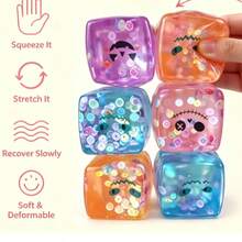 1 buah Mainan Kubus Squishy Halloween untuk Meredakan Stres, Mainan Gelisah Lembut dan Tidak Lengket (Model dan Warna Acak) - MultiWarna - View 4