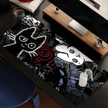 1pc Extended Gaming Mouse Pad & Keyboard Desk Mat, Punk Anime Cat Design, Gothic Cat, Skull, Japanese Manga Art Pattern, Laptop Protective Pad, Desk Mat, Durable Non-Slip Base, High Definition Printing, Dark Aesthetic, XL And XXL Available - View 3