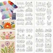 Water-Soluble Embroidery Stabilizer Patch Paper, Multiple Curved Spring Floral Borders, Mixed Roses, Sunflowers, Daisies And Green Leaves Washable Transfer Patterns, Suitable For Adult Embroidery Enthusiasts - A090 - View 4