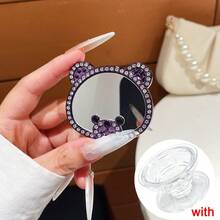 Light Luxury Rhinestone Bear Makeup Mirror Air Cushion Phone Case Back Sticker Universal Adhesive Highly Attractive Thin Portable Stand For Women - Multicolor - View 13