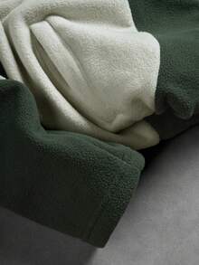 1pc Men's Fleece Zip-Up Jacket, Colorblock Circle Patchwork Stand Collar Outerwear, Loose Long Sleeve Casual Jacket, Autumn/Winter - Army Green - View 6