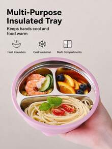 Piring Berbagi dengan Perekat Hisap untuk Bayi, Terbuat dari Baja Tahan Karat 304 dengan Alas Silikon, Anti Selip dan Stabil, Cocok untuk Makan Sendiri dan Makanan Pendamping, Anti Terbalik. - MultiWarna - View 7