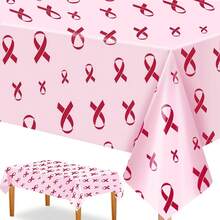 3 Pieces1-Piece Pink Ribbon Breast Cancer Themed Tablecloth Set Printed Breast Cancer Tablecloth Plastic Tablecloth Breast Cancer Awareness Party Decor Pink Ribbon Breast Cancer Party Supplies 54 X 108 Inches - Multicolor - View 9