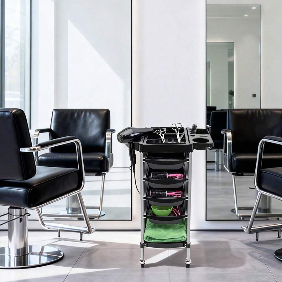 SENDERPICK Hairdressing Trolley 5-Tier Salon Trolley Salon Trolley - White - View 1