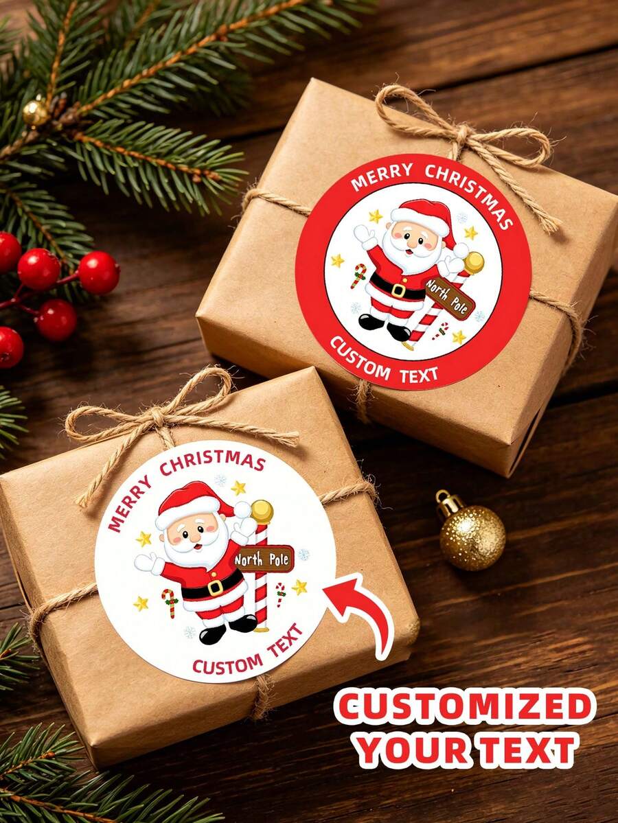 1/30/90/160pcs Customizable Round Stickers, Multi-Size Multi-Pattern Christmas Stickers, Waterproof And Oil-Proof, Suitable For Christmas Table Decoration, Christmas Tree Decoration, Envelopes, Gift Boxes Decoration, Customizable Christmas Elements, Suitable For Friends, Colleagues, Family, Boyfriend, Girlfriend, Suitable For Parties, Christmas, Anniversaries And Other Occasions - Multicolor - View 1