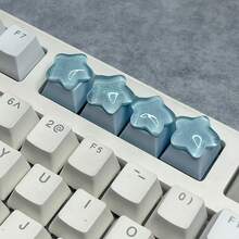 Gradient Glitter Transparent Star Keycaps, Cute Girly Style 3D Decorative Personalized Replacement Keycaps, Five-Pointed Star Keycaps, Universal Cross-Axis Mechanical Keyboard Decorative Keycaps - View 8