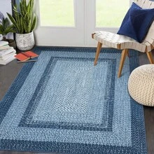 Techigher Modern Geometric Hallway Runner Rug, Washable Non Slip Kitchen Runner Mat, Soft Low Pile Runner Carpet For Entryway, Bedroom, Living Room - Gray-blue - View 4