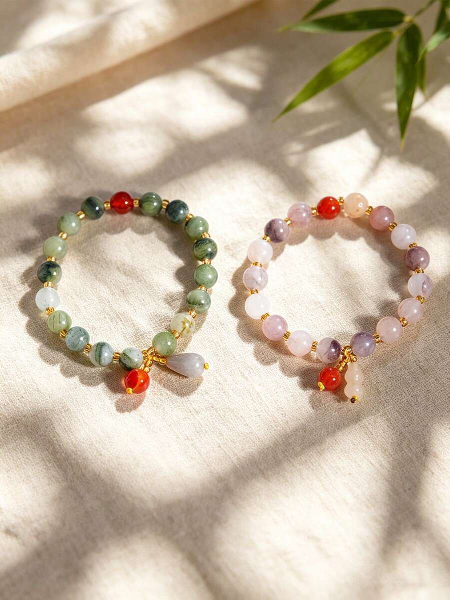 1pc Women's Fashion Round Bead Small Gourd Bracelet, Elegant High-End Hand Jewelry - Bracelet - View 1
