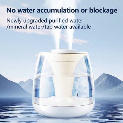 1pc + 3000ml Dual Mist Humidifier USB Powered Portable Digital Display Bedroom Humidifier, Suitable For Large Rooms, Living Room, Office, Dorm, Seven-Color Night Light, Top Fill, Easy To Clean