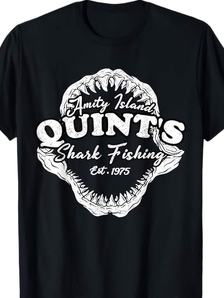 Quints Vintage Arties Ocean Funny Outfits Sharks Fishing T-Shirt - 款式 - 查看 1