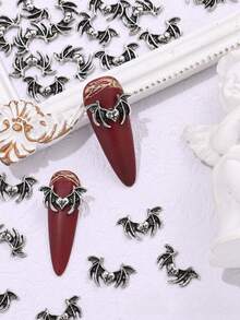 10PCS Halloween Gothic Cross Skull Angel Nail Charms Dark Vintage Metal Nail Art Decor For DIY Press On Nails Party - Silver - View 5