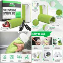 Shoe Washing Machine Bag Deep Clean 1 Pack 360° Deep Clean, Reusable, With Cleaning Fibers And Zipper, Shoe Washing Machine Bag, Sneaker Cleaning Kit - Green - View 7