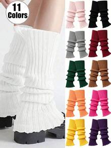 Women's Knit Leg Warmers, Ribbed Slouchy Long Leg Socks, Soft Stretch Knitted Leg Covers, Y2K Gothic Aesthetic For Daily Party Boots Cosplay - Multicolor - View 1