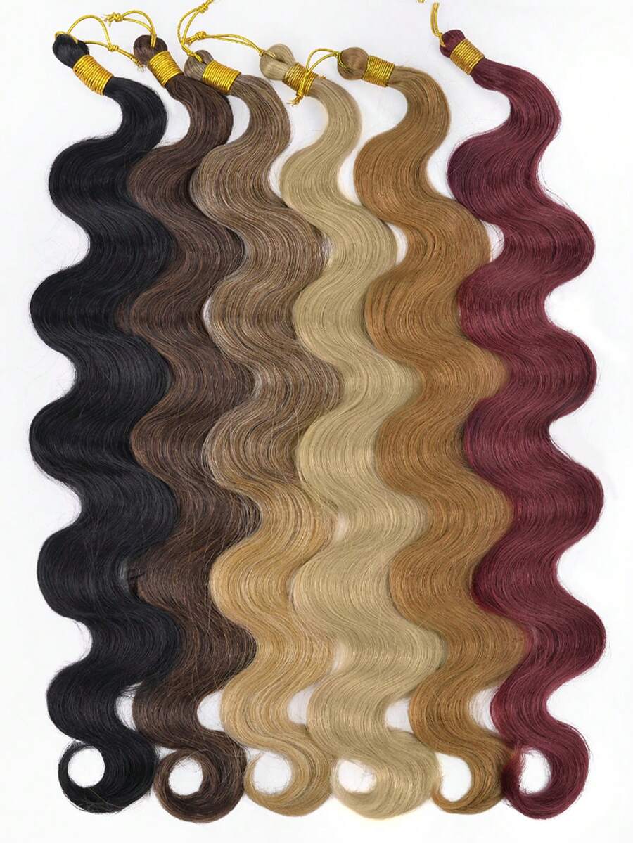 24 Inch Body Wave Braiding Hair Brown Black Curly Crochet Hair Bundles Great For Braids Bora Bora Braids Soft Thick Synthetic Body Wave Hair Extension For Women Boho Box Braids For Goddess Daily Use