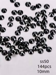 1440pcs/Black Crystal Hot-Melt Flat-Back Rhinestones, Multi-Size Round Crystal Rhinestones, Shiny Adhesive Rhinestones, Suitable For Nail Art, Phone Cases, Shoes, Clothing, Handmade DIY Decoration - Black - View 8
