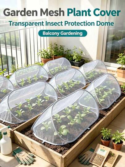 9pcs Pop-Up Plant Protection Cover Set (1 Cover + 8 Ground Stakes), Suitable For Vegetables, Fruits, Flowers And Outdoor Gardens, Pest And Bird Protection