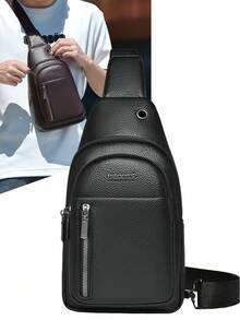Business Casual PU Chest Bag, Multi-Pocket, Multi-Function Chest Bag, Practical For Daily Outings, Commuting, School, Back To School Season - Multicolor - View 1