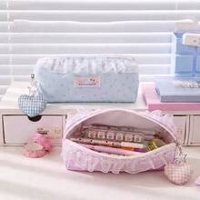 Ins Style Niche Star Lace Trim Student Pencil Case, Large Capacity Stationery Storage Box, High Aesthetic Value - Multicolor - View 2