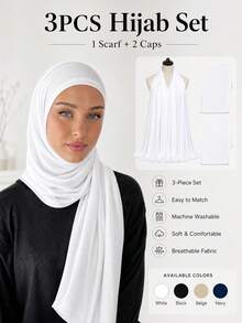 1pc/2pcs Women Fashion Solid Color Scarf Hijab, Soft Islamic Headscarf, Multifunctional Sun Protection Headwrap, Versatile Beach Shawl Wrap, Suitable For Daily Wear, Holiday - Mercerized Cotton Headscarf - View 15