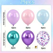 50pcs Metal Purple Pink Blue Green Balloons, With 12-Inch Colorful Confetti Foil Balloons, Suitable For Ocean Theme Baby Shower Gender Reveal Wedding Bachelorette Party Birthday Background Party Decoration - View 10