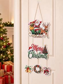 1 Set Christmas Paper Door Hanging Decor, Santa Claus Chimney Blank Wreath Snowman Gingerbread Man Hanging Ornament, Christmas Decoration, Christmas Party Supplies, Christmas Wall Hanging Decor, Holiday Front Door Sign, Home Decor, Winter Decor, Christmas Decoration, Christmas Decoration - Multicolor - View 7