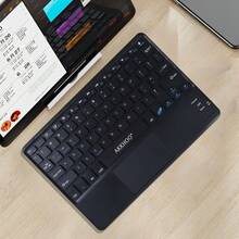 AKKHOO Rechargeable Wireless Bluetooth Keyboard With Smart Touchpad, One-Key Switch For Windows/Android/IOS 3 Systems, Ultra-Portable Mini Keyboard, Suitable For Tablets, Phones And Desktop Computers, Long Standby External Keyboard, Ideal For Office, Study And Travel - View 2