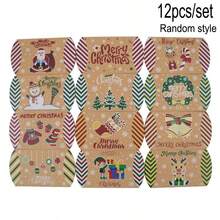12pcs,Christmas Cellophane Pillow Box Decoration, Suitable For Christmas Cartoon-Themed Home Decorations - View 5