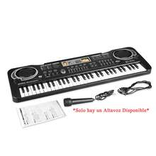 Piano Eléctrico Digital De 61 Teclas Con Micrófono Portátil Español para Niños, Cumpleaños Para Principiantes o Profesionales Ideal para Practicar en Casa Actuaciones en Directo Estudios de Música - Negro - Ver 1