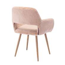 HengMing Dining Chairs With Faux Fur Upholstery, Modern Mid-Century Style Dining Chairs With Solid Lacquered Steel Legs - 駝色 - 查看 8