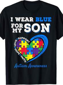 I Wear Blue For My Son Autism Awareness Mom Dad Parents T-Shirt - 款式 - 查看 1