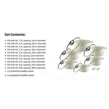 12-Piece Marble Pattern Aluminum Cookware Set With Glass Lids, Cream White Cooking Pot Set, Cream White - View 8