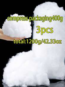 1pc 400g Compressed High-Quality High-Elasticity White Polyester Fiber Filling Cotton, Soft And Fluffy, High-Elasticity Pillow Core Filling Material, Suitable For DIY Dolls And Handmade Pillows, Warm Filling, Christmas Decoration - Multicolor - View 13