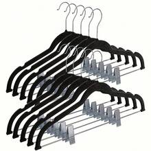 5/10pcs Space-Saving Velvet Pants Hangers, Adjustable Clips, Non-Slip Skirt Hangers, Christmas, Christmas Gift, Designed For Slim Space-Saving, Perfect For Shirts, Skirts And Coats - Home Storage Essential - Multicolor - View 2