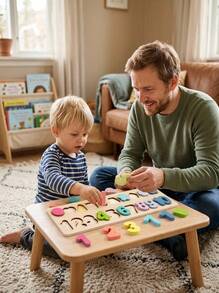 MINKOJA 1 Montessori Wooden Puzzle Toy, Arithmetic Board Multifunctional Teaching Aid, Early Learning, Parent-Child Interaction, Christmas And Halloween Children's Gift (Colors Of Numbers And Graphics Are Random) (Product Size As Shown In The Picture) - Multicolor - View 2