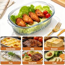 Senmeo Oval Glass Casserole Dish, Lidded Transparent Glass Ovenware, Fridge & Dishwasher Friendly Kitchen Catering Storage Bowl Oven Baking Pan - View 10