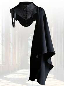 1pc Halloween Medieval Cloak Costume, Vintage Steampunk Shoulder Armor Design, Faux Leather Gothic Half Cloak, Demon Vampire Theme Outfit, Suitable For Cosplay, Stage Performance, Theme Party, Halloween Costume, Holiday Party Accessories - Multicolor - View 2
